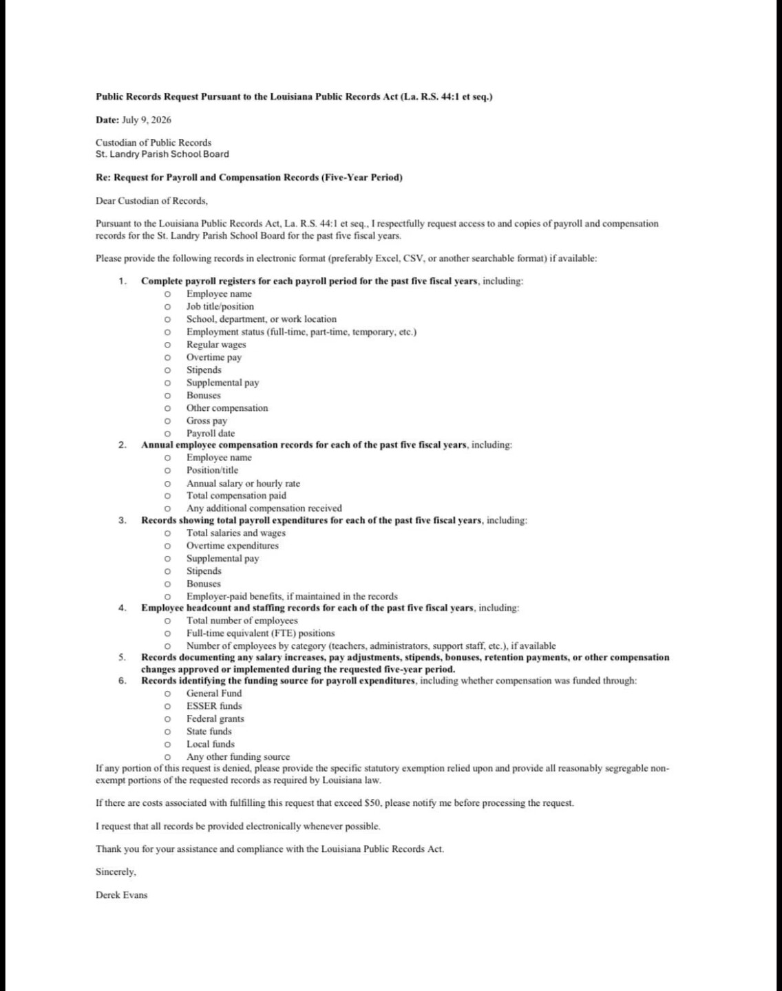 Public Records Request 