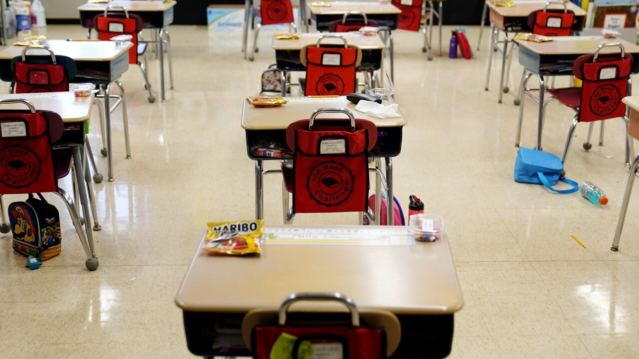 Desks in a classroom