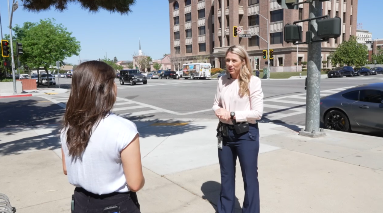 Bakersfield Neighborhood News Reporter Veronica Morley interviewing Lieutenant Nicole Anderberg of BPD
