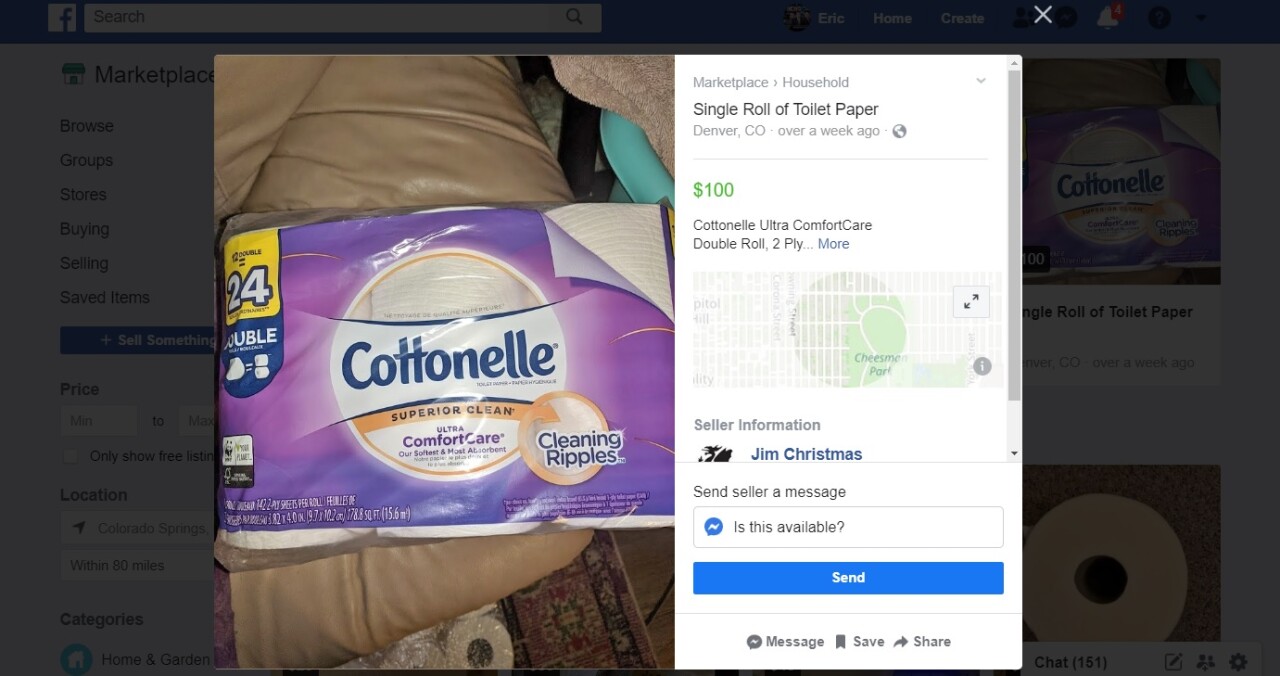 Toilet paper listing