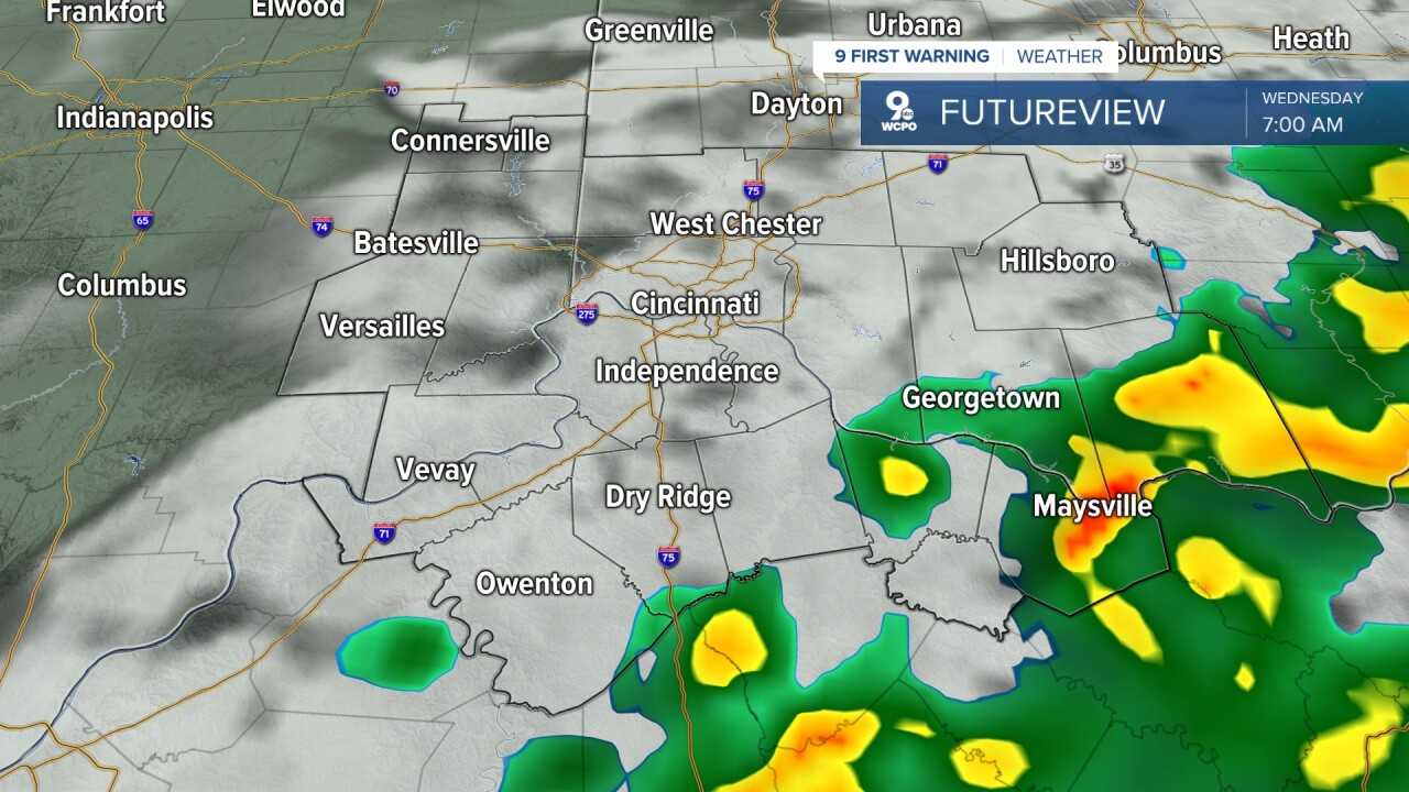 Rain by 7 a.m. Wednesday