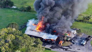 A barn that caught fire in Martin County on Sept. 24, 2026, caused large flames and sent black smoke into the air that could be seen for miles.
