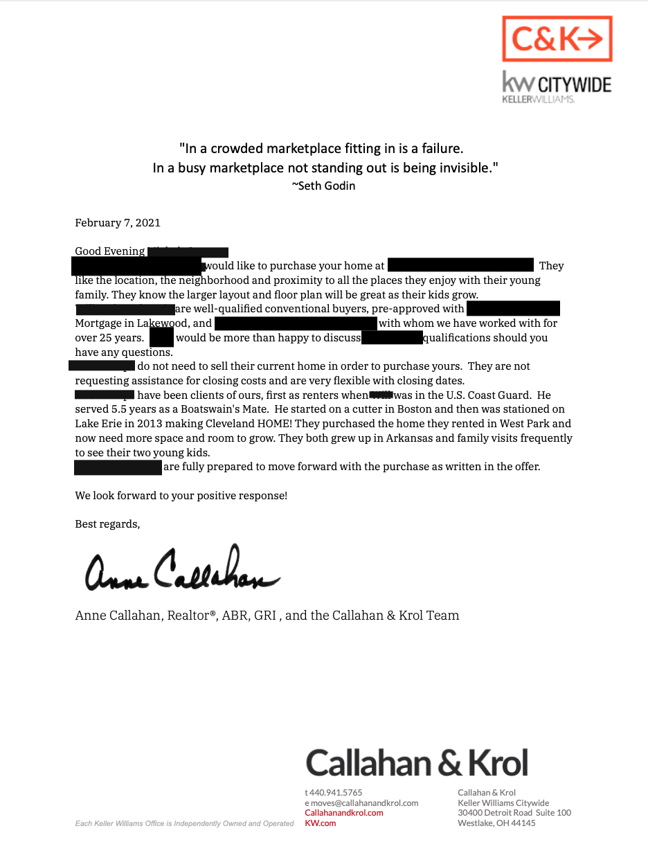 Sample letter