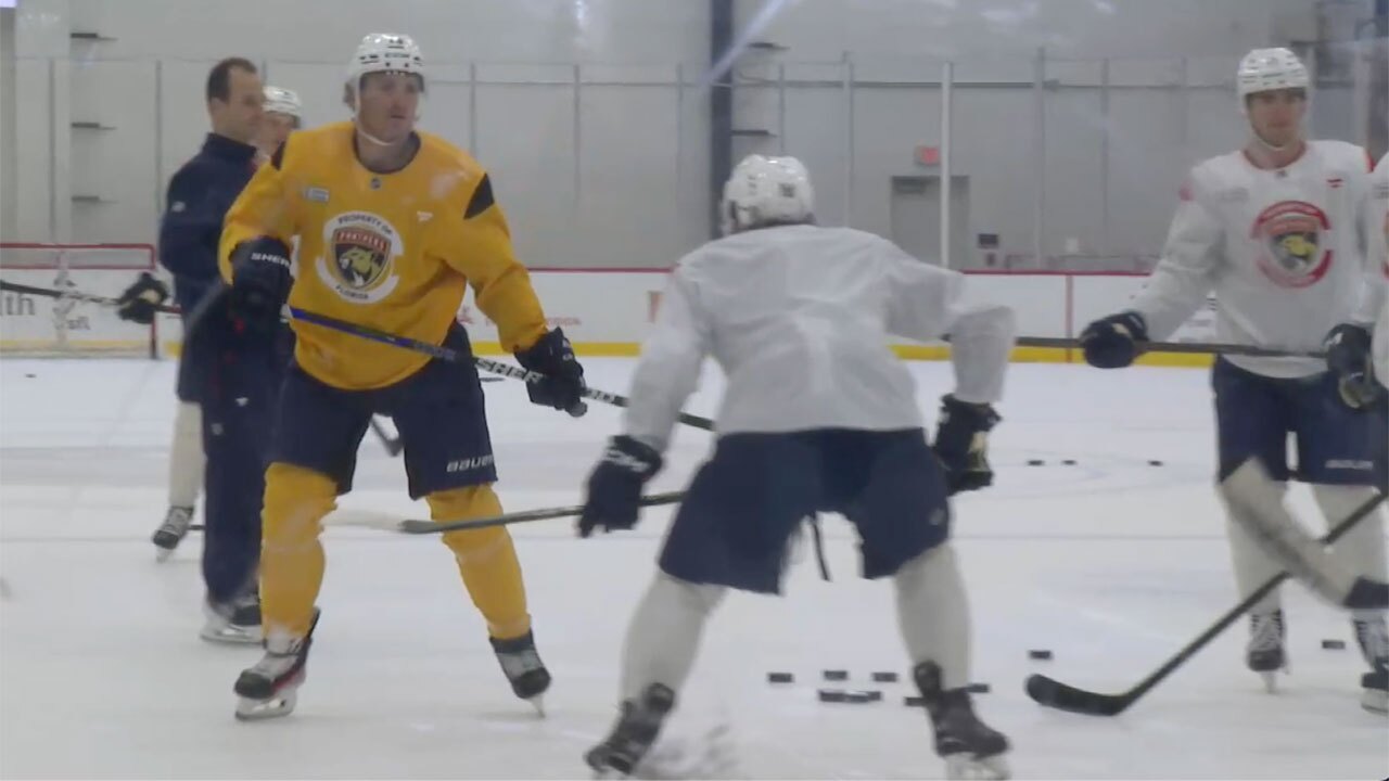 Panthers forward Matthew Tkachuk hit the ice for practice in Fort Lauderdale on Dec. 29, 2025.