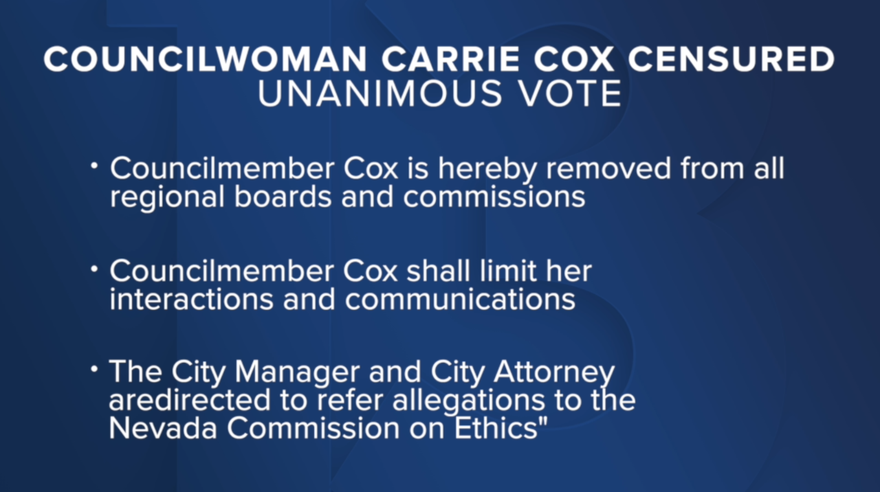 Henderson City Council censures Councilwoman Carrie Cox in unanimous vote
