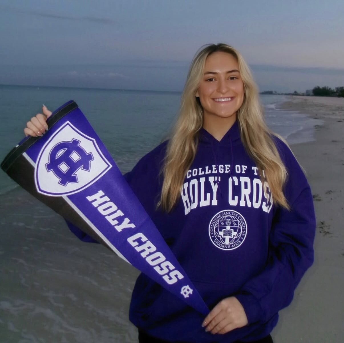 Amanda announcing her commitment to the College of The Holy Cross. CREDIT: Mack family