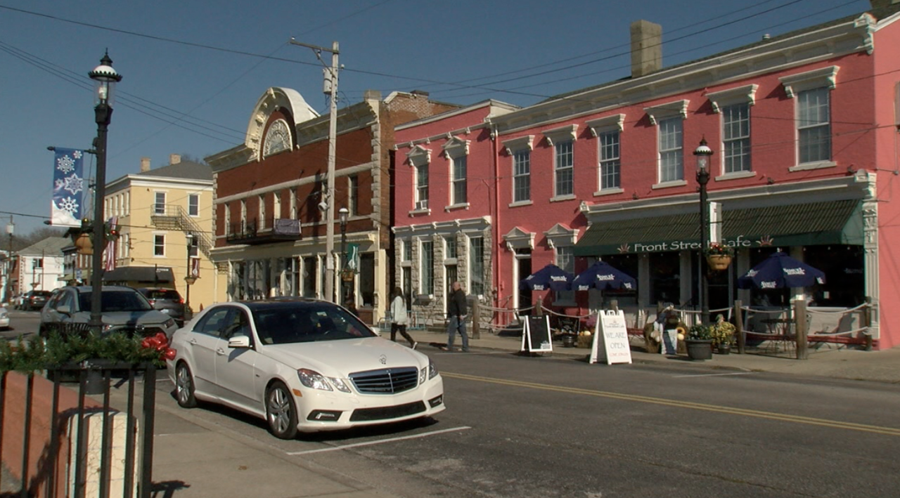 Front Street in New Richmond where Liberty Landing Park is proposed.
