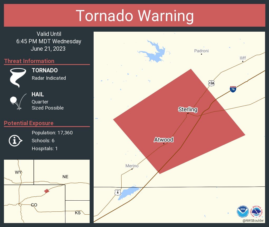 Sterling Atwood tornado warning graphic