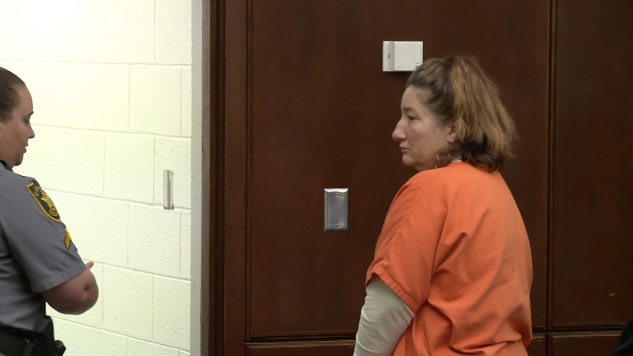 Julie Krinsky leaving the courtroom.