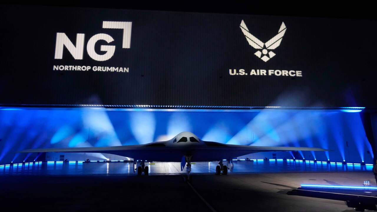 The B-21 Raider stealth bomber is unveiled at Northrop Grumman Friday, Dec. 2, 2022, in Palmdale , Calif. America's newest nuclear stealth bomber made its debut Friday after years of secret development and as part of the Pentagon's answer to rising concerns over a future conflict with China. The B-21 Raider is the first new American bomber aircraft in more than 30 years. Almost every aspect of the program is classified. 