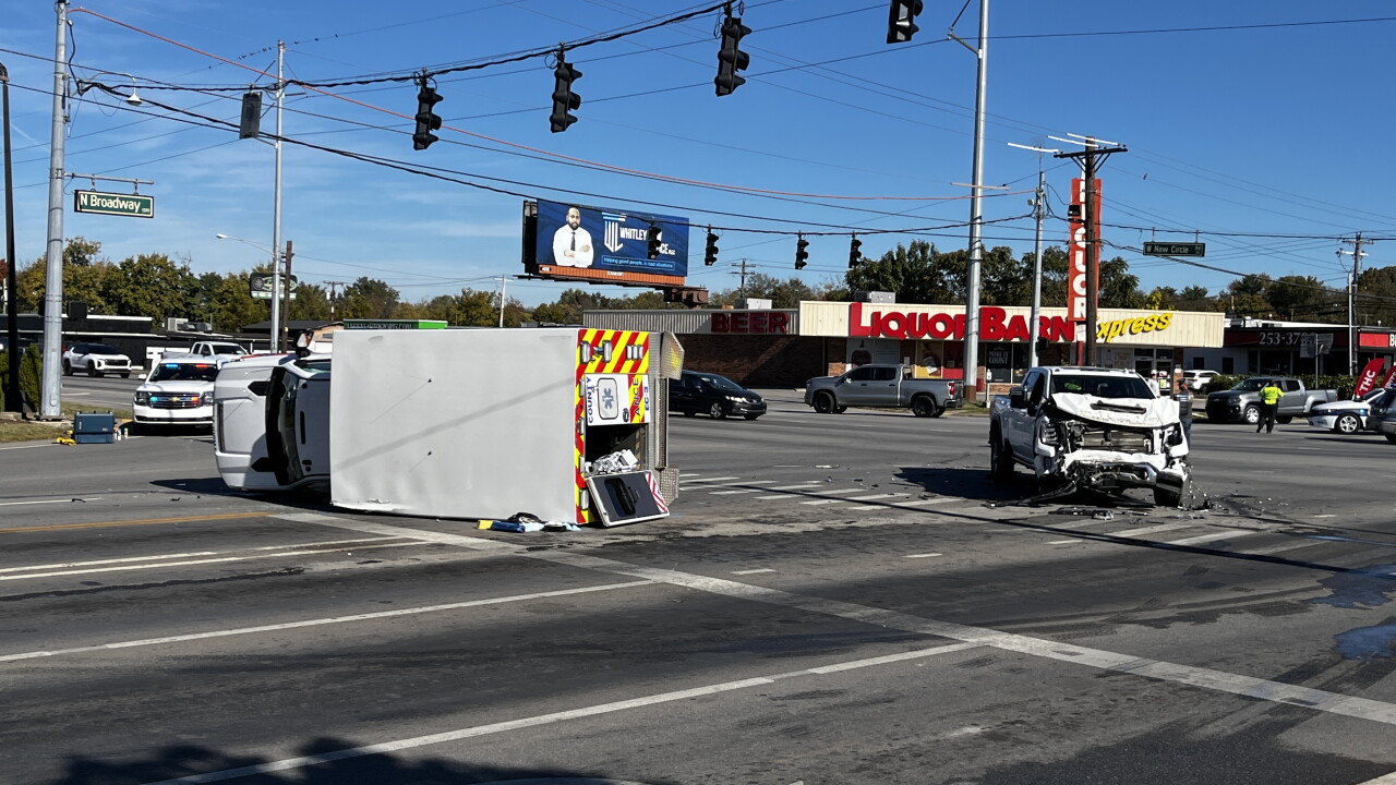 Ambulance crash on New Circle Road in Lexington