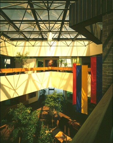 Upside-down pyramid building atrium