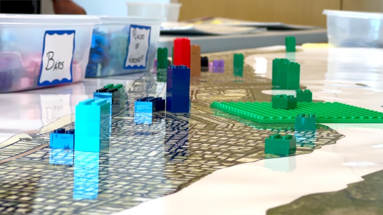 Lego blocks on a map of Fort Myers Beach
