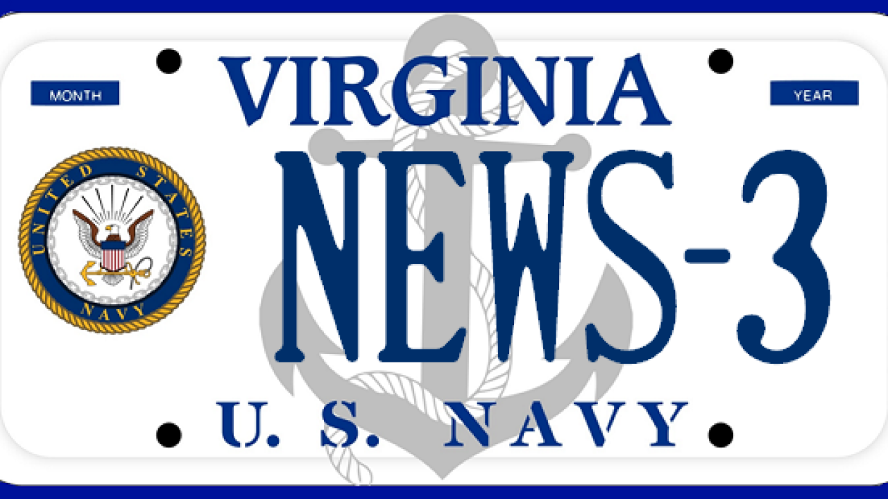 Virginia's new Navy license plates 
