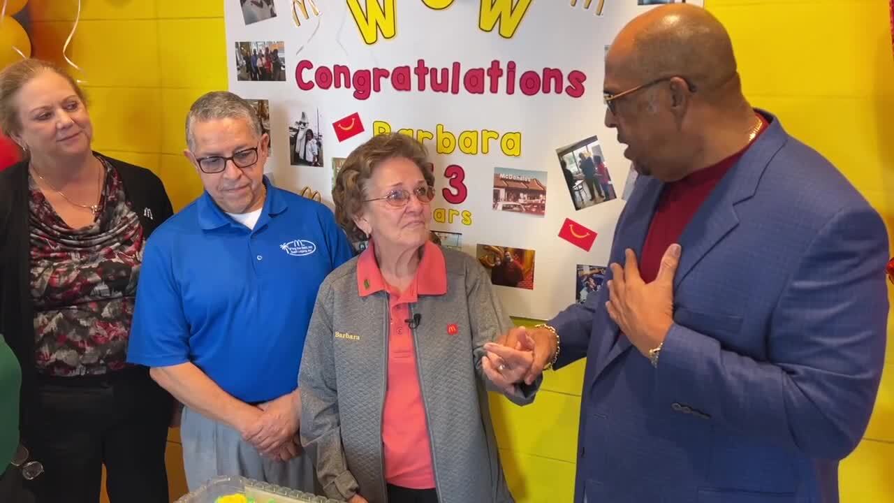 Barbara Cramer honored by McDonald's on 53rd work anniversary