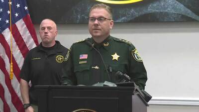 Sheriff Eric Flowers holds a news conference on July 9, 2026.