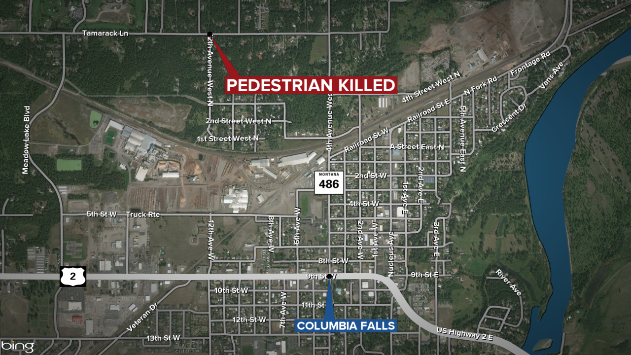 Columbia Falls Pedestrian Killed Map