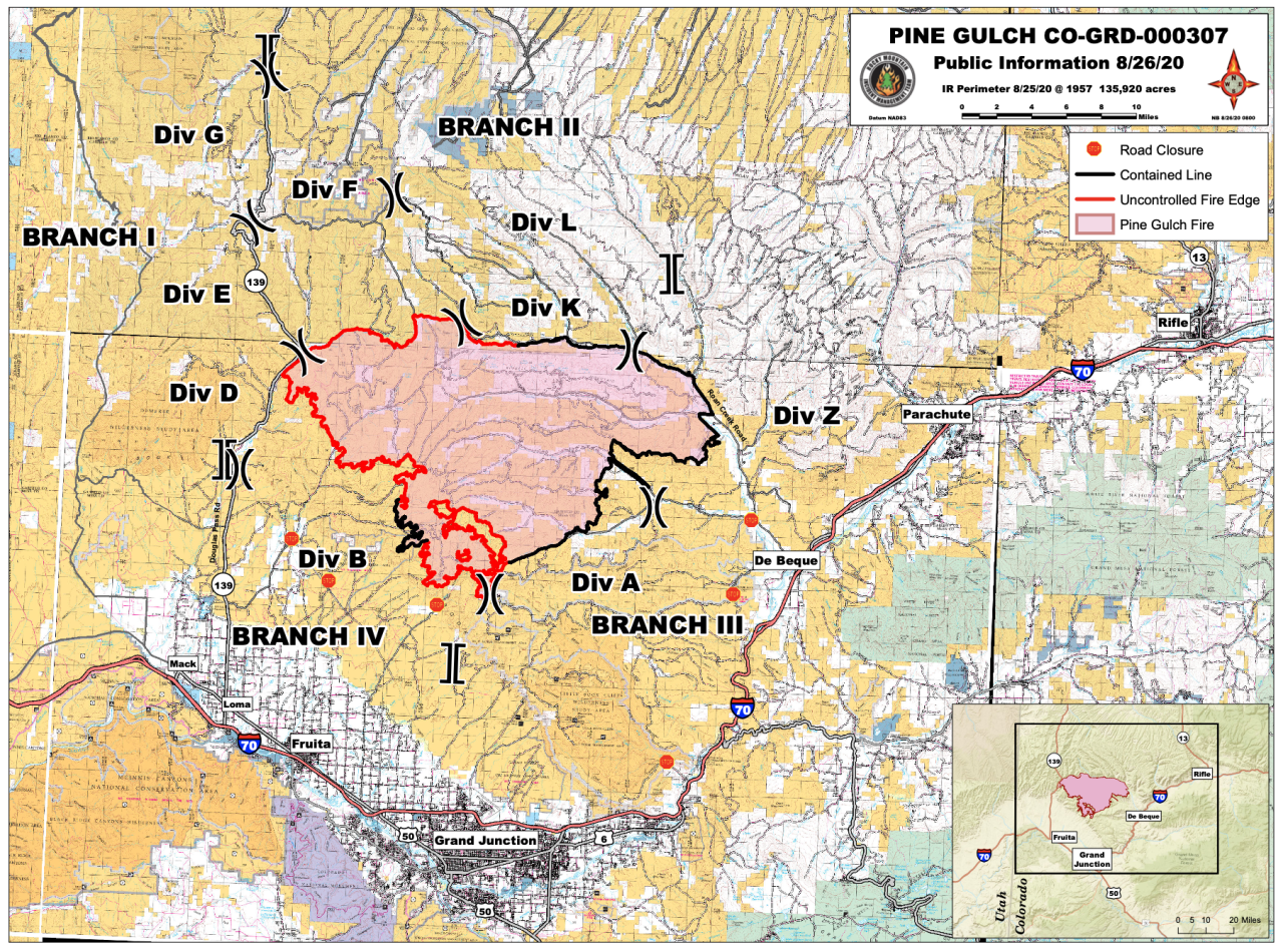 Pine Gulch Fire map_Aug 26