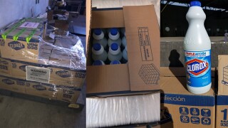 Homeland Security Investigations officers seized several boxes of diluted cleaning products at the border in Nogales.