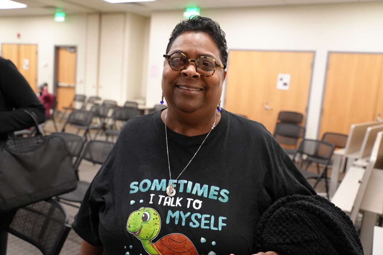 Williams after the meeting at the Owings Mills Library