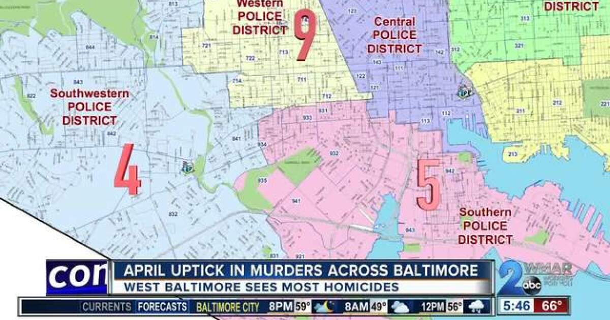 April Uptick In Murders Across Baltimore Map Of West Baltimore