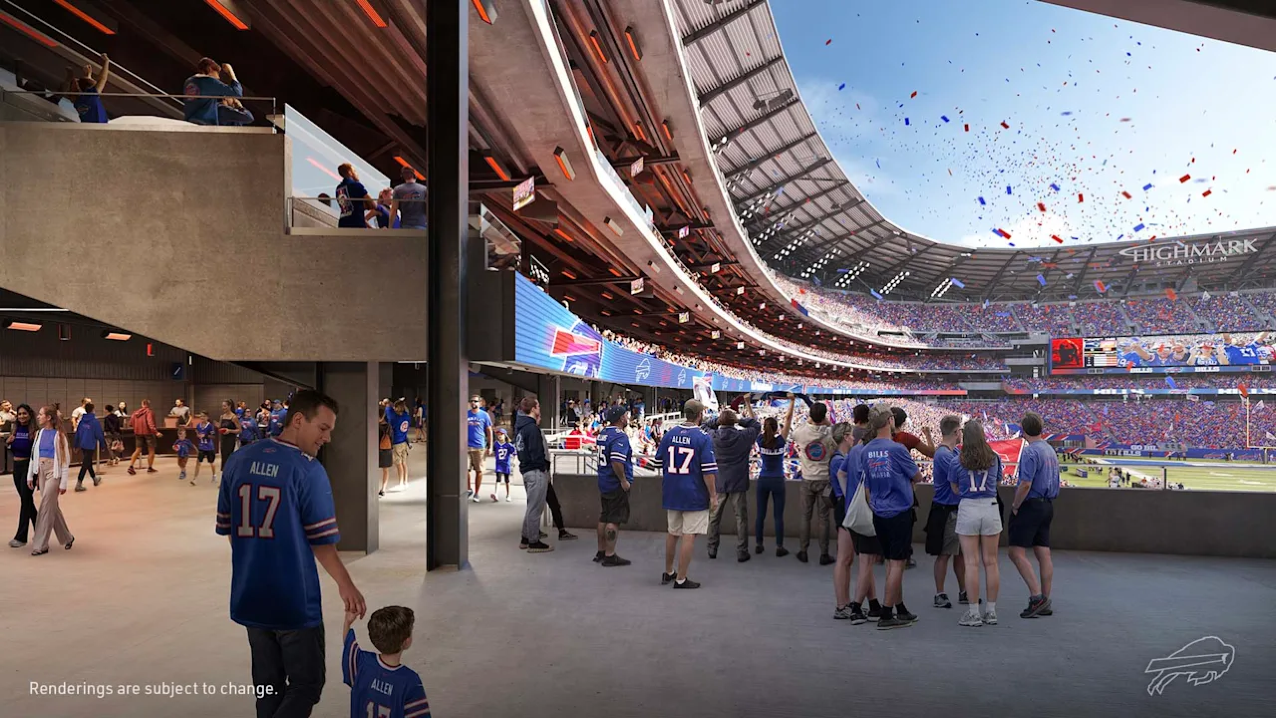 Bills release renderings showcasing lower bowl and concourse area of