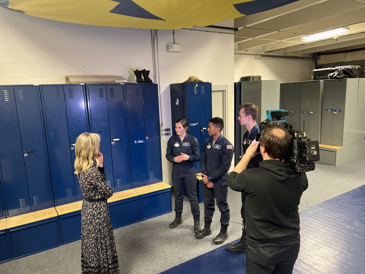 News5's Dianne Derby interviewing Wings of Blue Cadets 