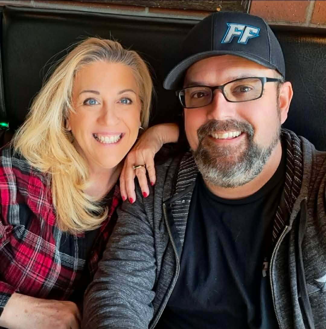 Becky Drury, left, and her husband