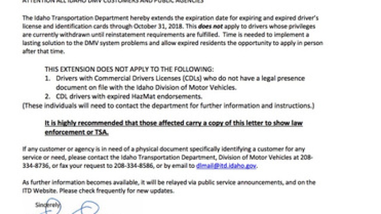 Vehicle Service Department Letter >> Idaho Dmv Provides Emergency Extension To Drivers With Expiring Or Vehicle Service Department Letter >> Idaho Dmv Provides Emergency Extension To Drivers With Expiring Or