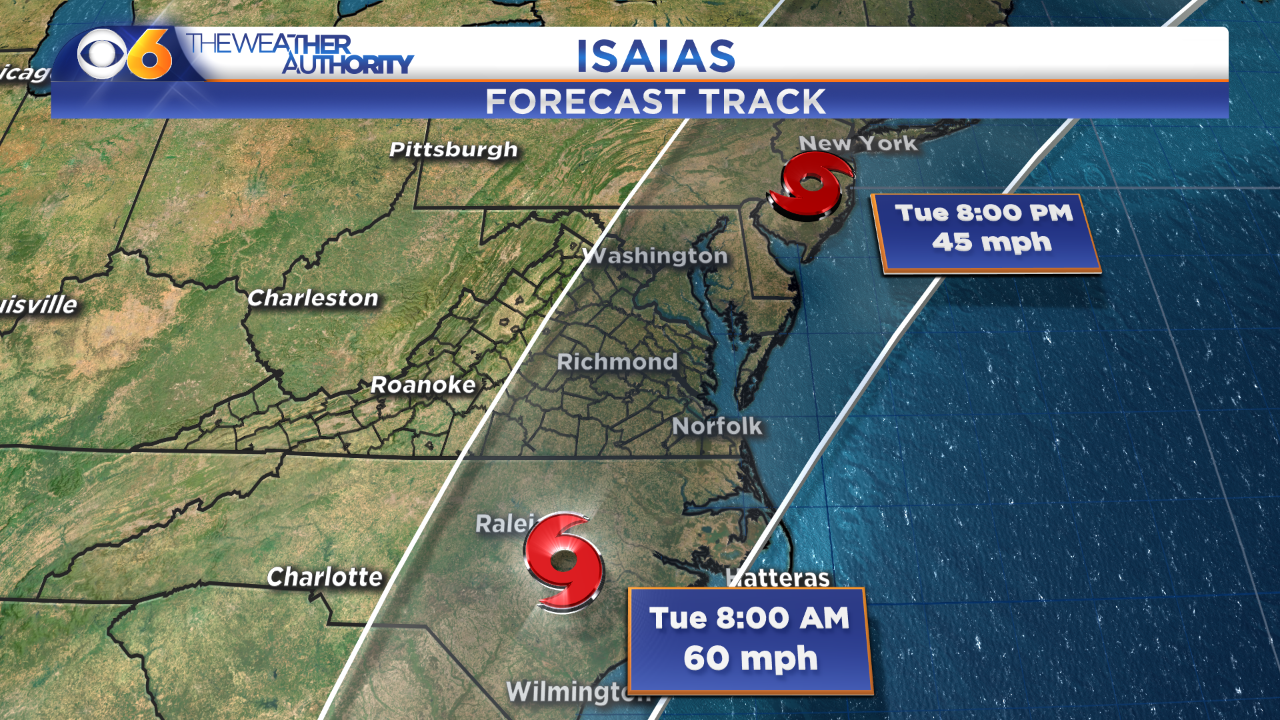 Tropical Storm Isaias Latest forecast track, impacts to Virginia