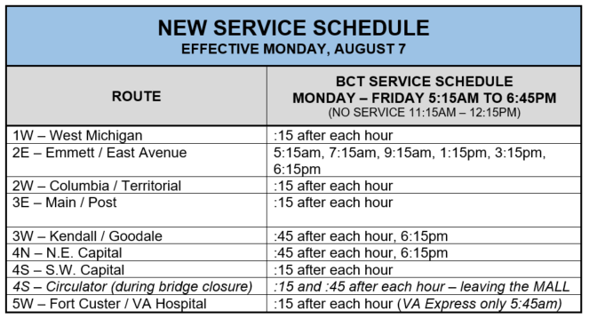 Battle Creek Transit schedule