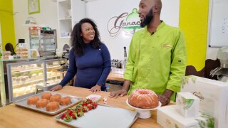 WPTV anchor Vannia Joseph interviews Jamal Lake, the owner of Ganache Bakery in West Palm Beach.