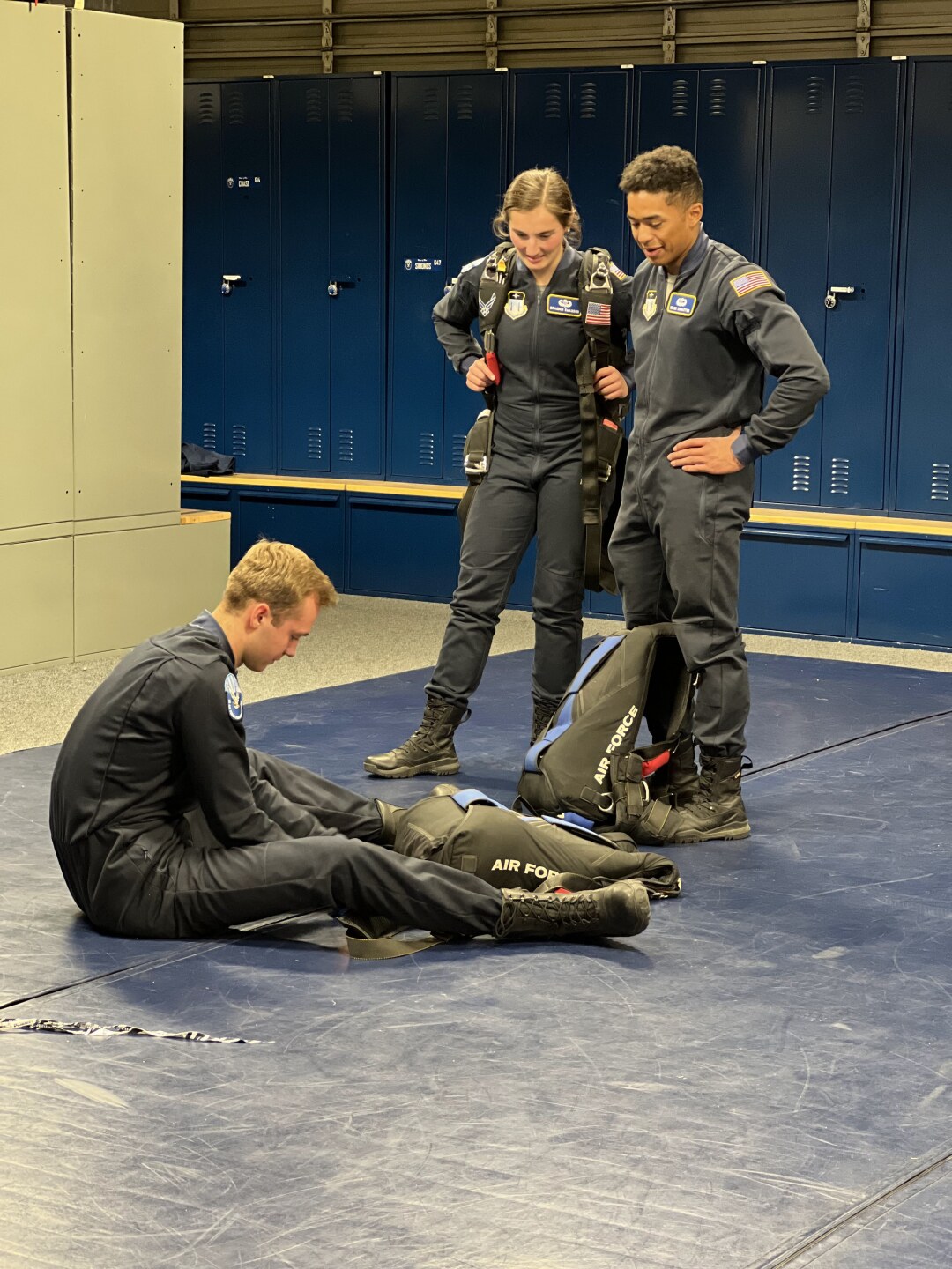 Wings of Blue Cadets prepping parachutes