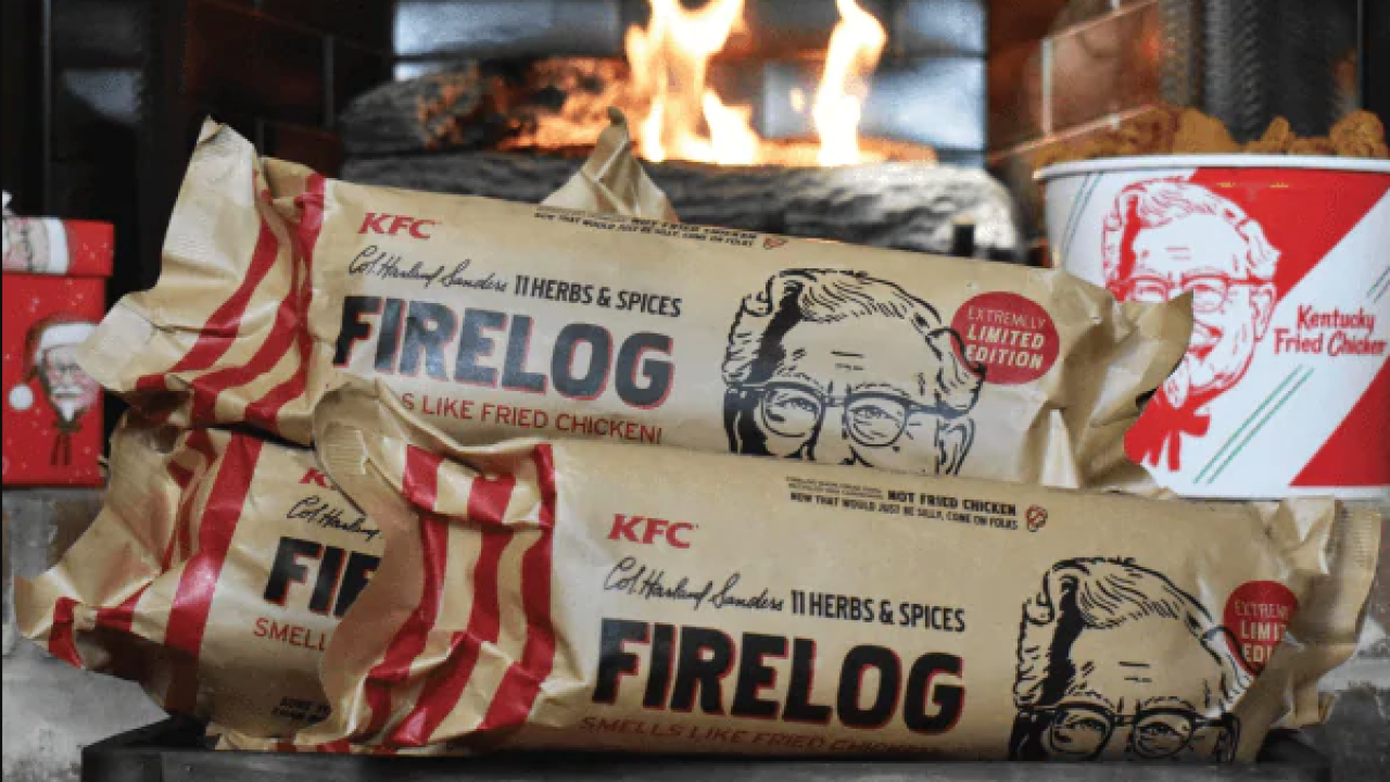 KFC ® Limited Edition 11 Herbs /& Spices Firelog by Enviro-Log ® IN HAND