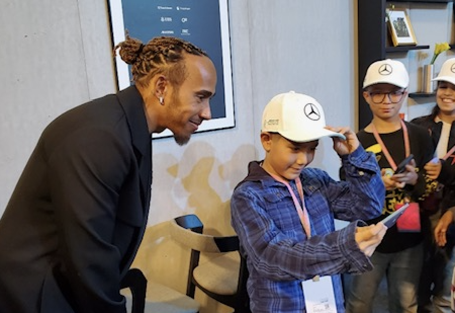 Lewis Hamilton visits CCSD class