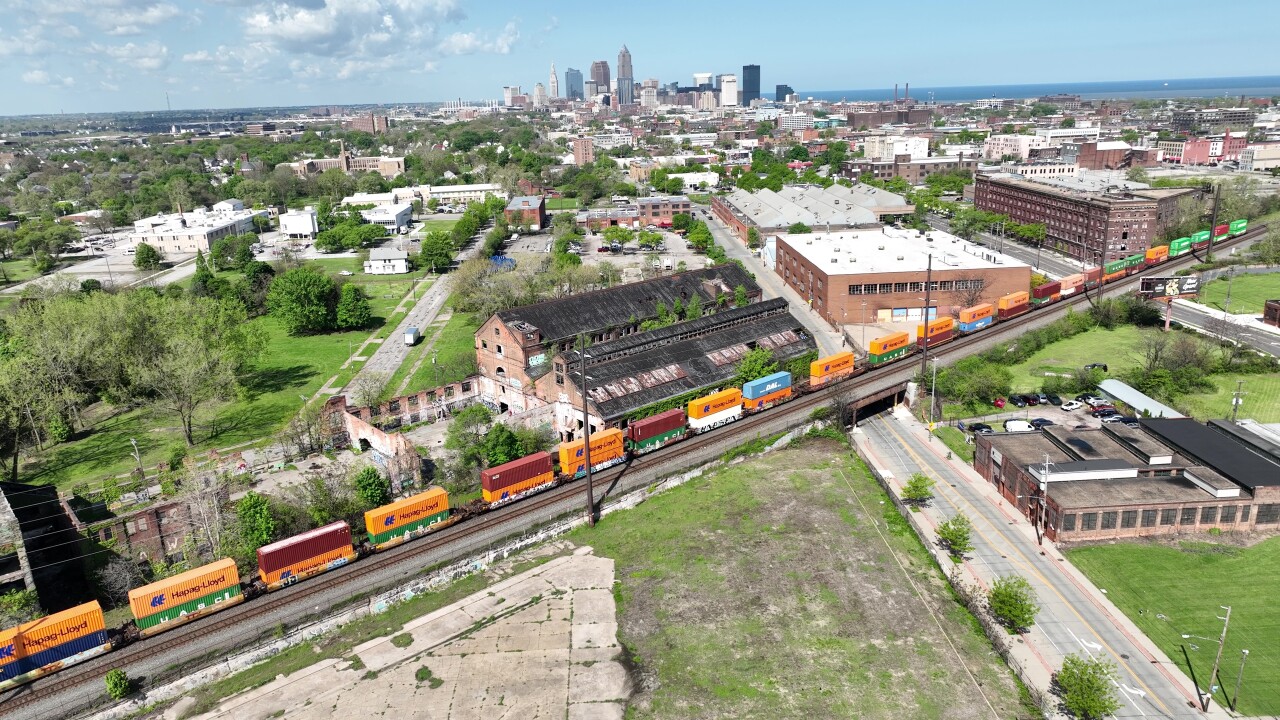 The Midline district spans blighted industrial properties along both sides of the Norfolk Southern railroad tracks, between Euclid Avenue and the Opportunity Corridor.
