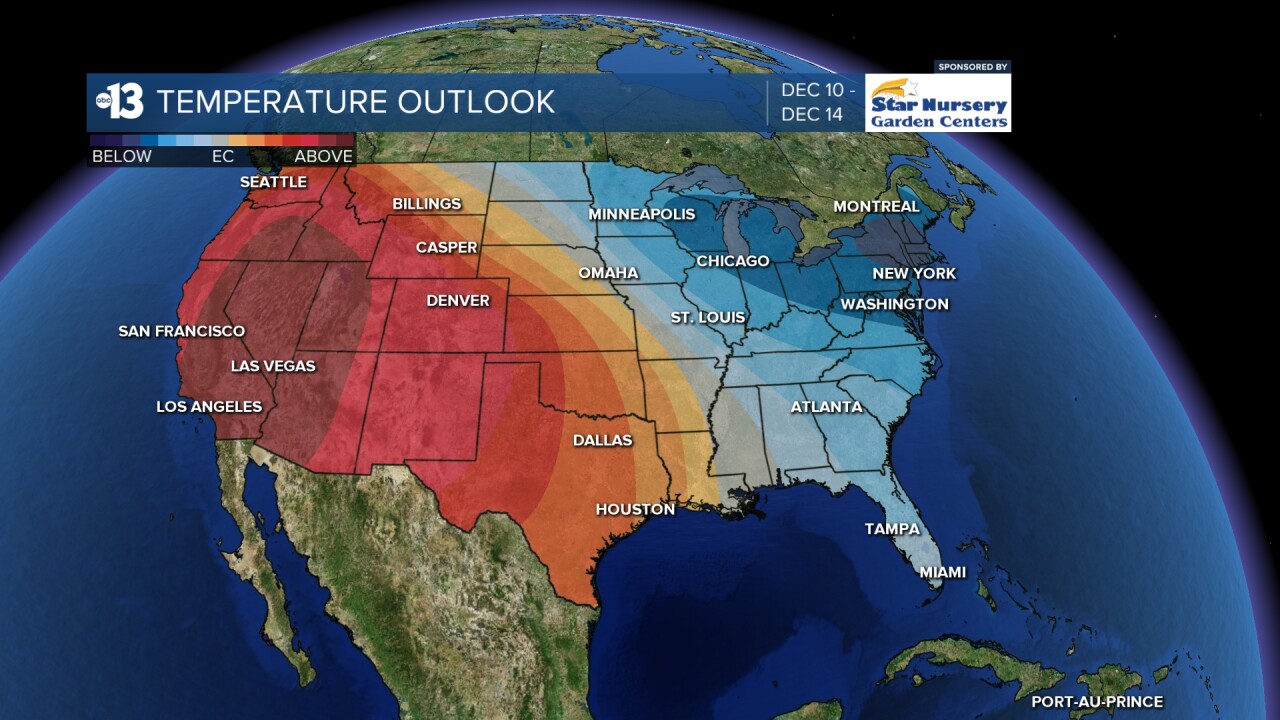 Much milder than average into mid-December in the West