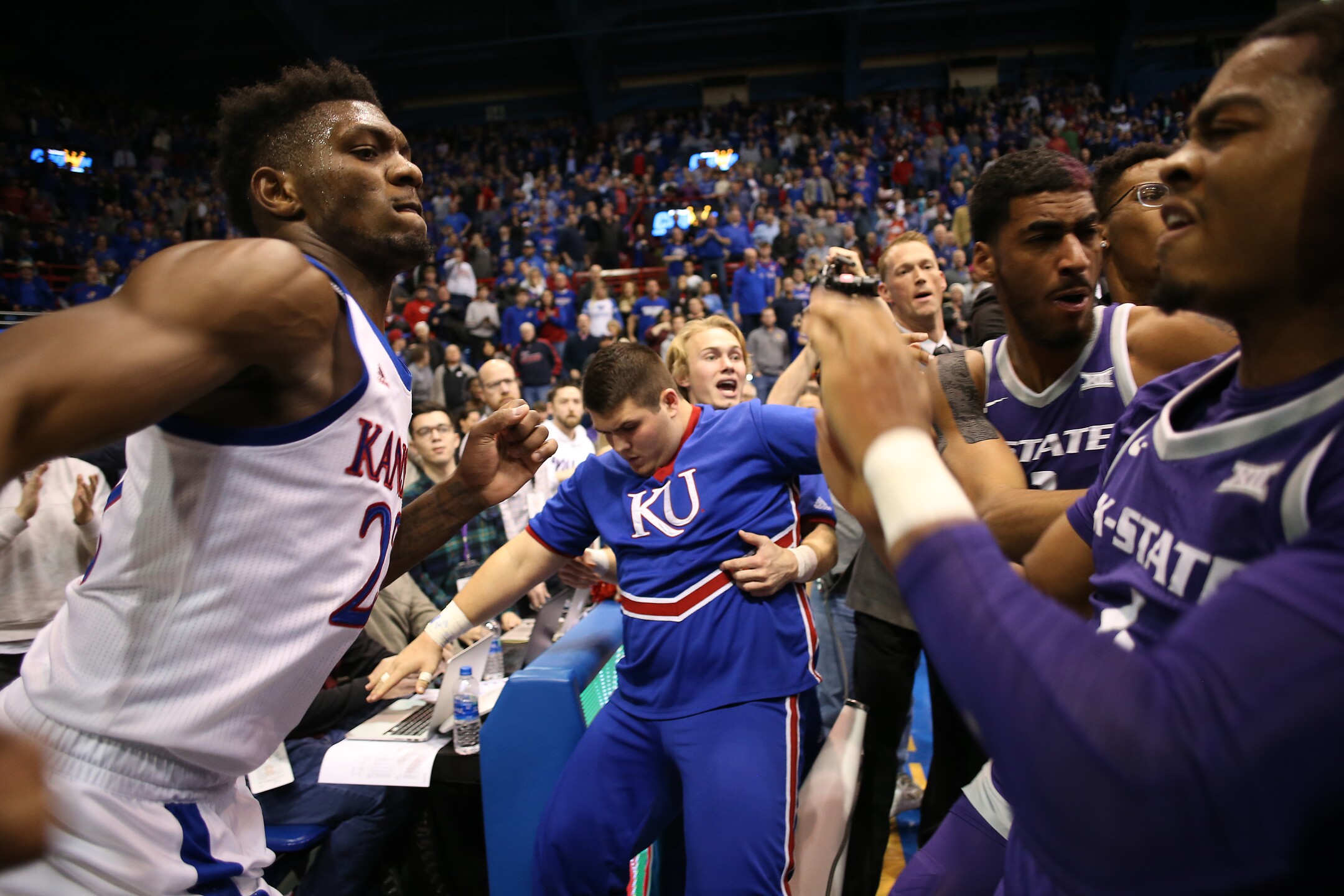 Photos Fight Breaks Out At End Of Ku Vs Kstate Basketball Game