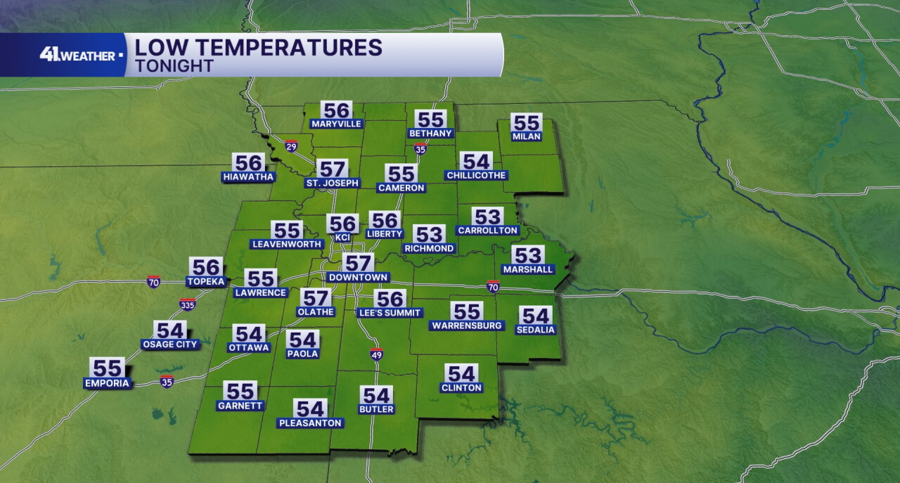 Low Temperatures Monday Morning