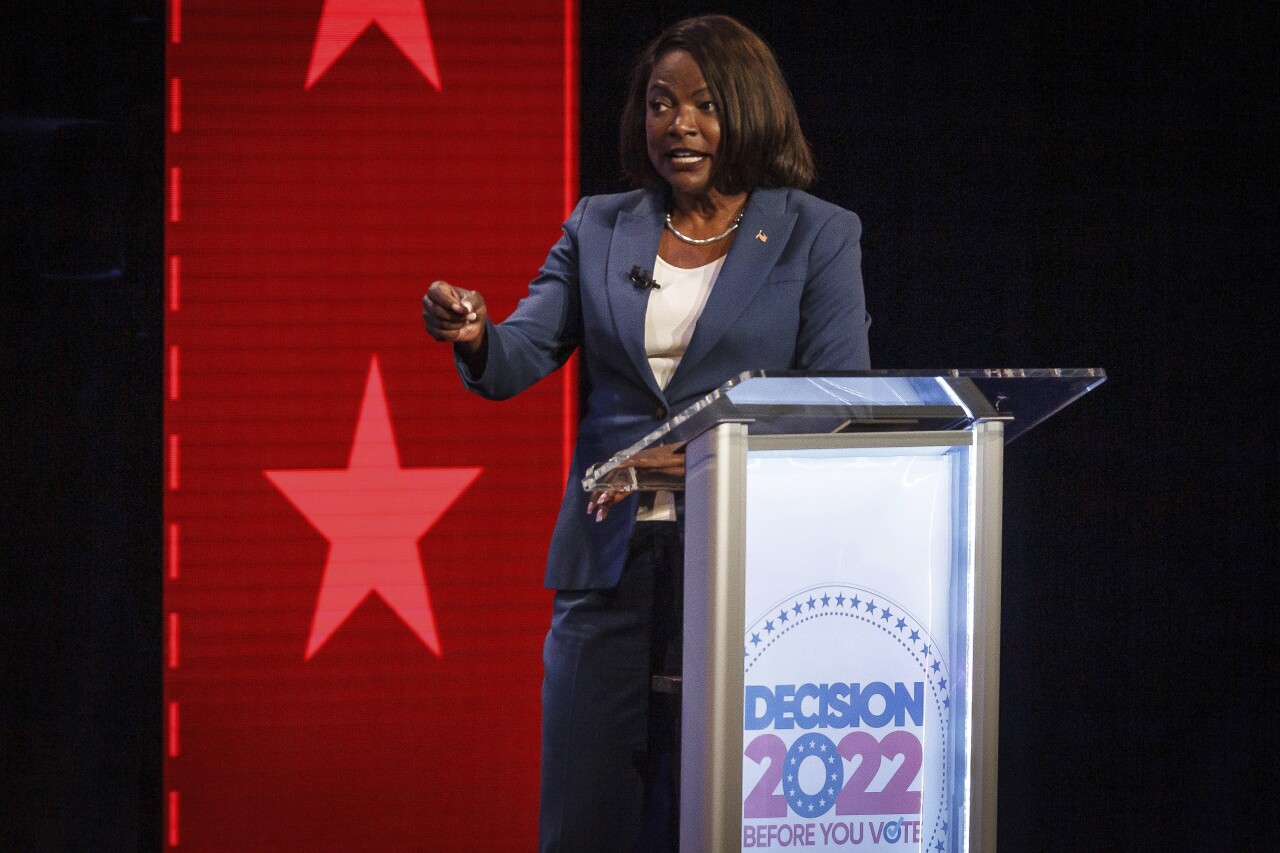 Val Demings during Florida Senate debate, Oct. 18, 2022