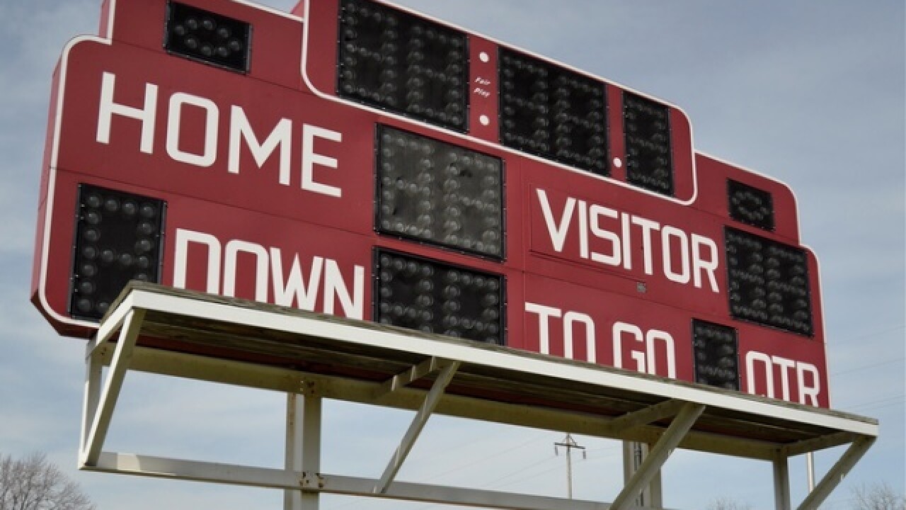 High school football scoreboard