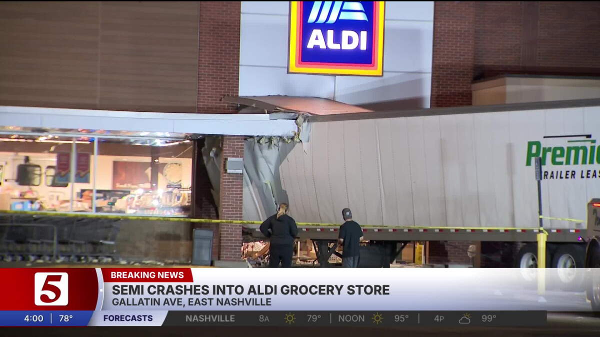 Semi-truck crashes through Aldi in East Nashville