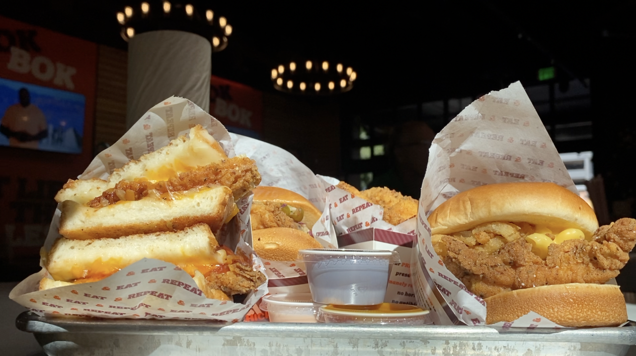Menu items featured: The Ultimate, Shaq Attack, Crispy Chicken Grilled Cheese and the Tenders.