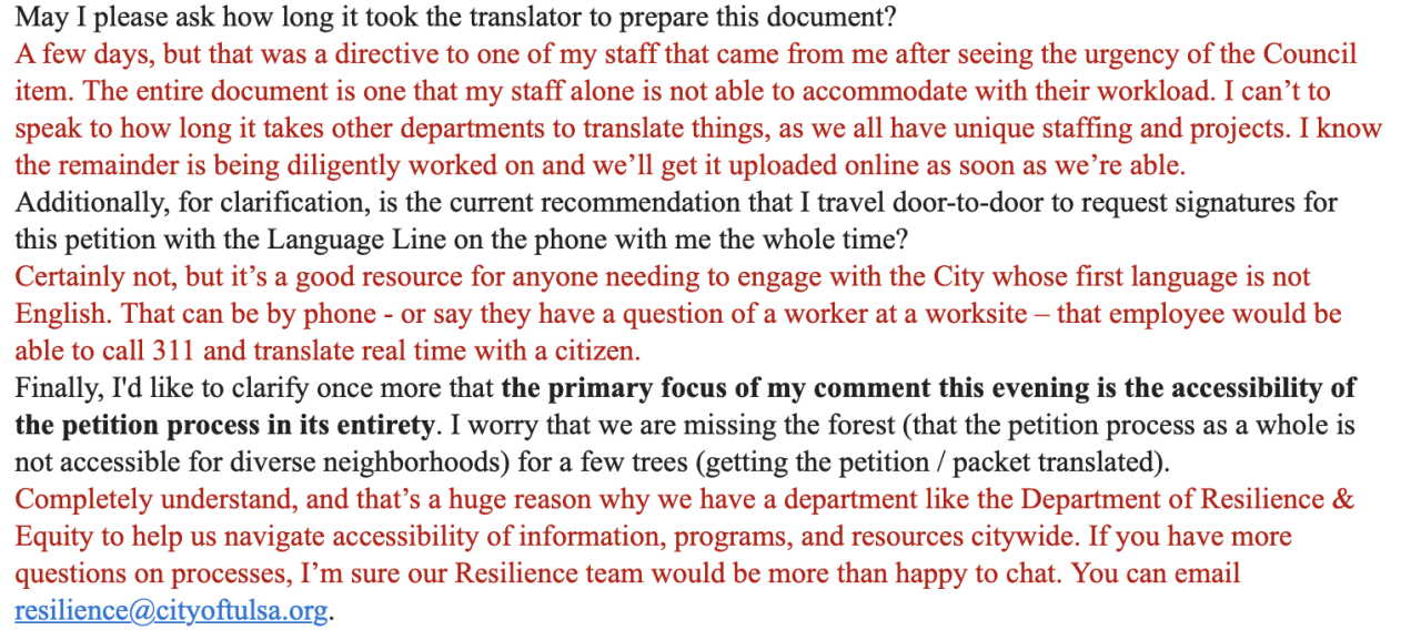 Email exchange between Tulsa and DelGrosso