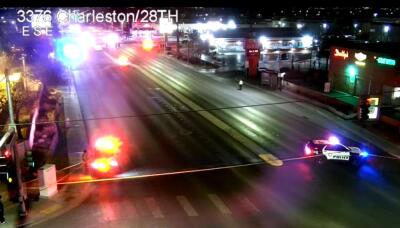 Crash closes all lanes on wesbound Charleston Boulevard at Mojave Road