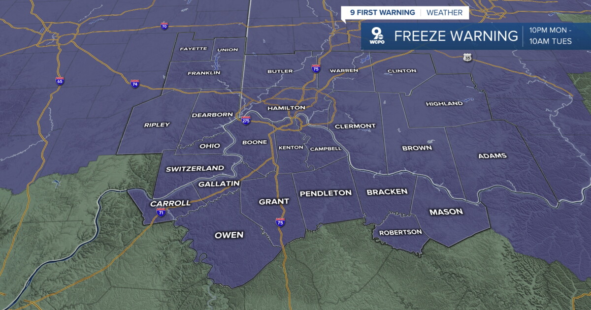 Freeze Warning through the morning