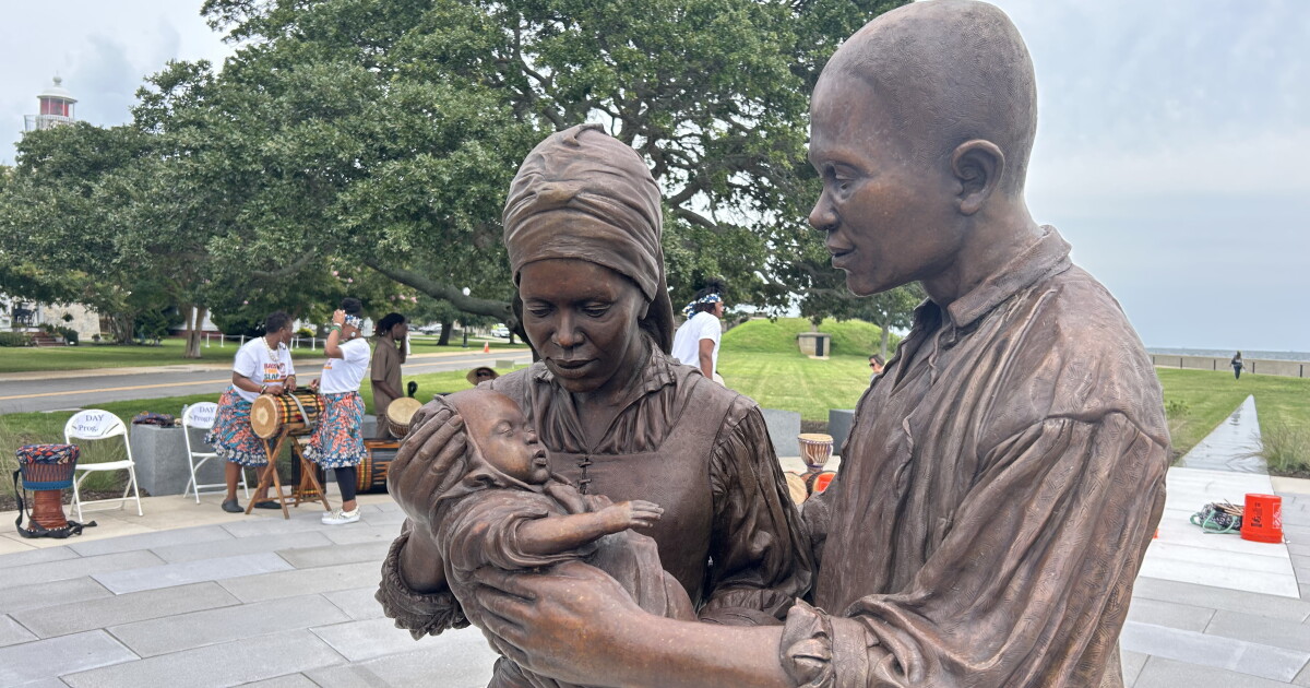 New sculpture added to Fort Monroe's American Landing Memorial honors Virginia's first African American family