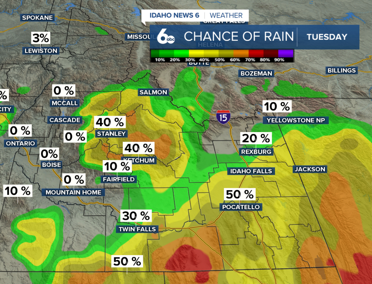 Chance of rain Tuesday