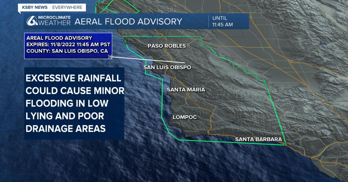 Flood Advisory issued across the Central Coast due to heavy rain