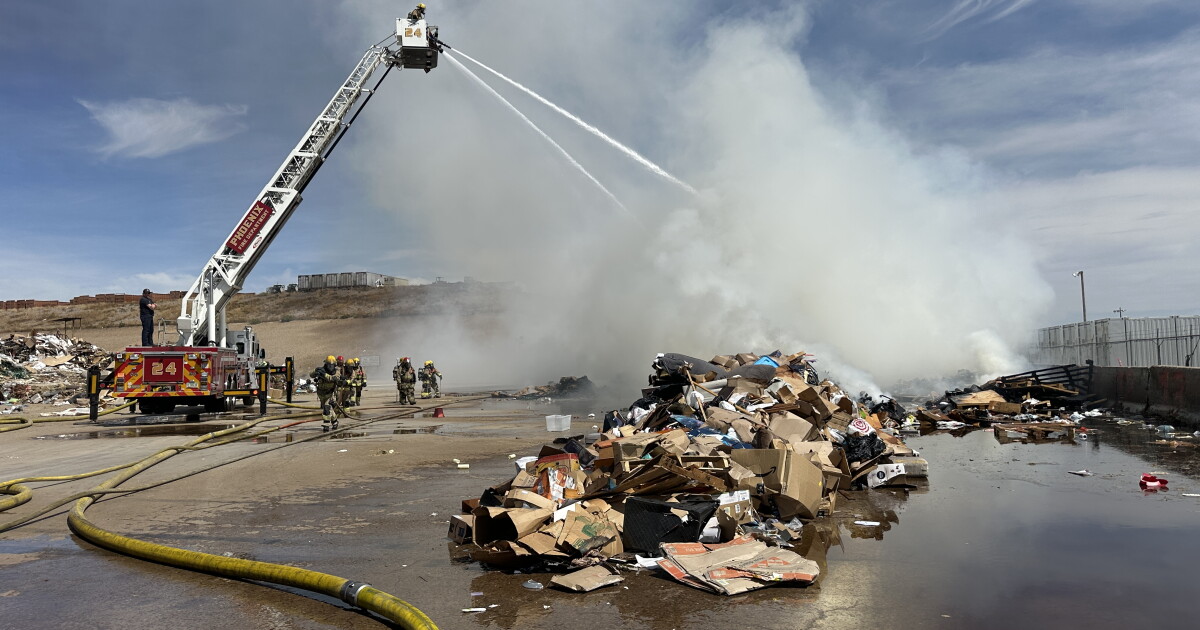 Firefighters battle recycling yard fire in west Phoenix on Sunday